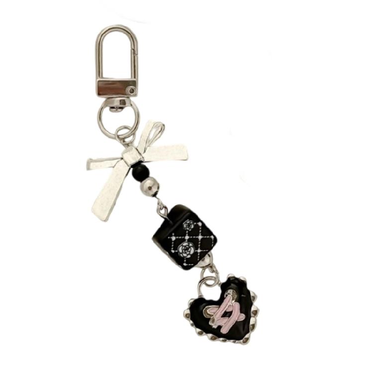 Versatile Alloy Heart Bowknot Phone Strap Keychain Hanging Ornament Charm Y2K Inspired Jewelry For Daily Use