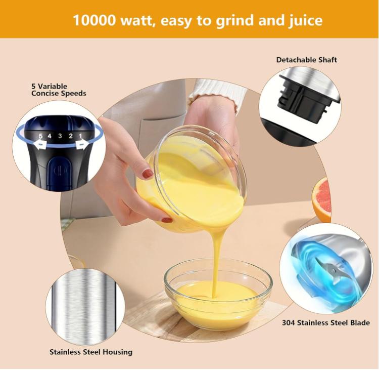 Elektrischer Schneebesen 5-stufiges Rühren, Fleischwolf, Edelstahlklinge, Fleisch, Gemüse, Obst, Babynahrung