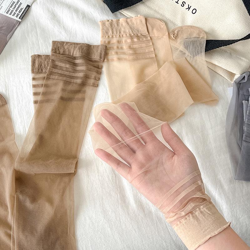 Ultra-thin Nude Anti-snag Over-the-Knee Stockings with Non-slip Stripes