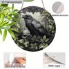 2D Flat Aluminium Retro Halloween Sign with Crow Pattern - Halloween Figurine Ornaments - Ideal for Front Door, Wall, Porch, Window Decor - Ideal