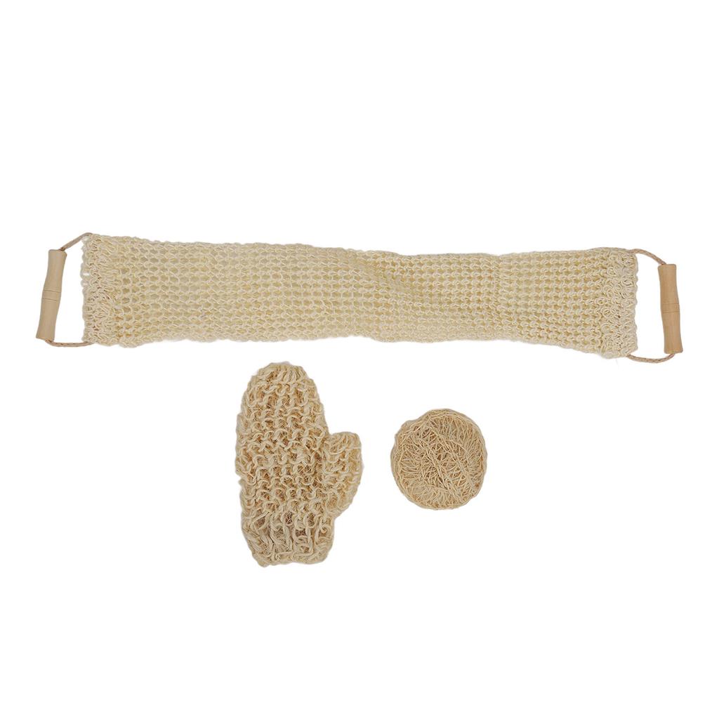 3pcs Body Scrubber Set Exfoliating Sisal Glove Deep Clean Shower Loofah Set for Home