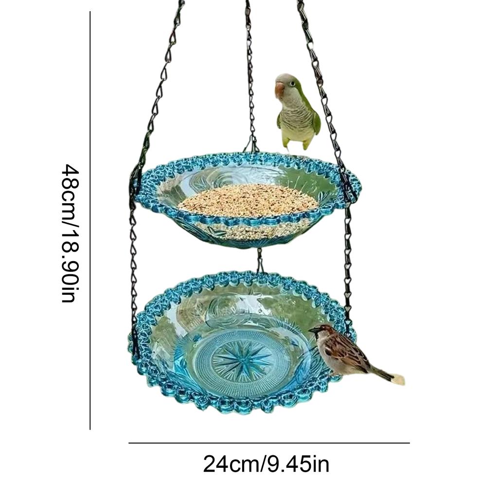 Outdoor Bird Bath Colorful Hanging Bird Bath Feeder Decorative Double Layer Bird Bath for Attract Wild Birds and Hummingbirds