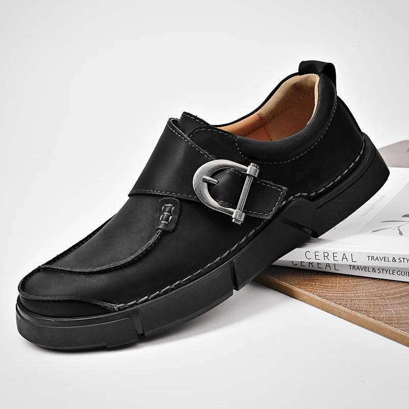Fashion Fashion men shoes outdoor British Style Men Causal Shoe Genuine Leather Men Shoes High Quality men Shoes Zapatos Hombre