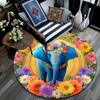 Elephant Round Area Rug,Carpet Rug for Living Room Bedroom Sofa Playroom Decor,Non-slip Floor Mat