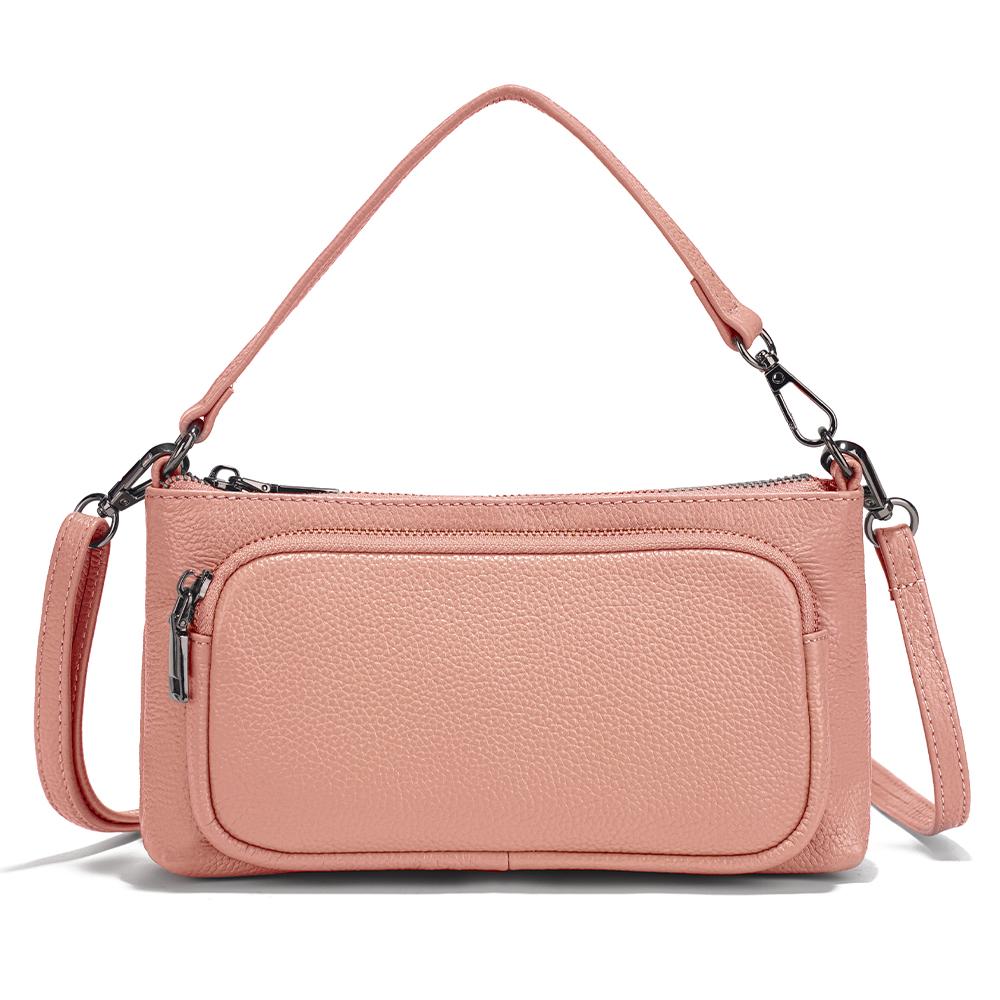 Zency Women's Minimalistic Shoulder Bag Crossbody Multi-pockets Leather Handbag
