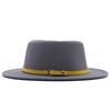 Hat Women's Woolen Top Hat Autumn and Winter Solid Color Retro Gentleman British Style Flat Top Belt Accessories Felt Hat