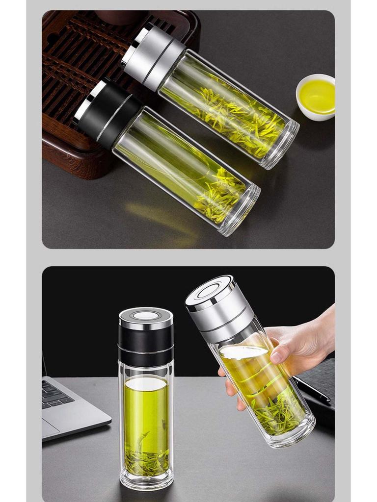 Minghui Quick-Open Double-Layer Glass Cup with Tea and Water Separation, Car-Mounted High-End Men's Cup.