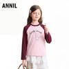 Annil Girls' Cute Rabbit Print Raglan Long-Sleeve T-Shirt