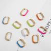 Minimalist U-shaped Colorful Huggies Ear Buckle for Women Half Enamel Glaze Gold Plated Hoop Earrings Piercing Jewelry Gift