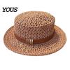 Fashionable Sun Hat for Holiday Women Wide Brim Straw Hat, with Retro Leather Belt, Lightweight Protection UV Foldable Breathable Travel Summer Beach