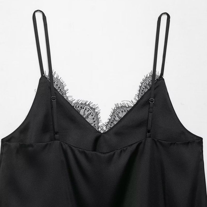 Kaslead New Women clothes Western Style Lace Silk Satin Texture Top Skirt 8351049 2157074