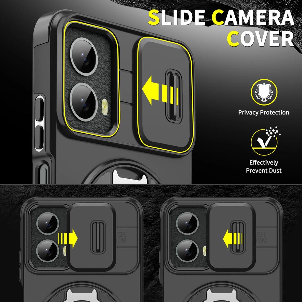 Armor Magnetic Holder Case for Motorola Moto G Play 5G G5G GStylus 5G GPower 5G 2024 Slide Camera Protection Shockproof Cover