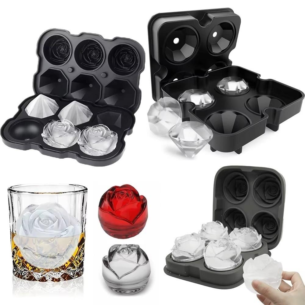 

Reusable Silicone Ice Cube Molds Easy To Clean Diamond Ice Mold Premium Ice Cube Trays Party чорний
