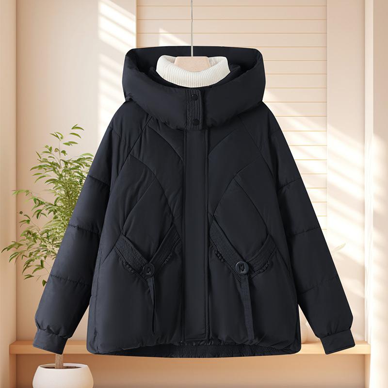 

Thickened down cotton-padded clothes, winter short new thermal cotton-padded clothes, loose hooded cotton-padded jackets. 5XL [recommended 150-80kg] чёрный