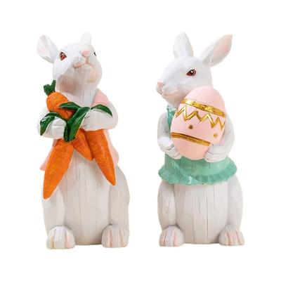 Bunny Statue Spring Easter Rabbit Figurines Desk Ornaments for Home Office