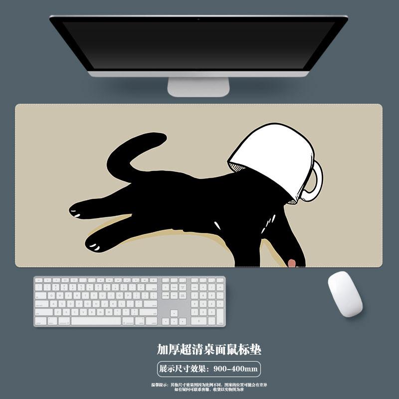Cat Mouse Pad Large Cute Cartoon Laptop Office Keyboard Pads Customized Nonslip Kawaii Black Cartoon Cats Desk Mat