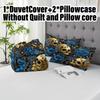 3pcs Halloween Pumpkin Monster Duvet Cover Set Without Core, Quilt Cover with 2 PillowcasesLuxury Skull Design Bedding