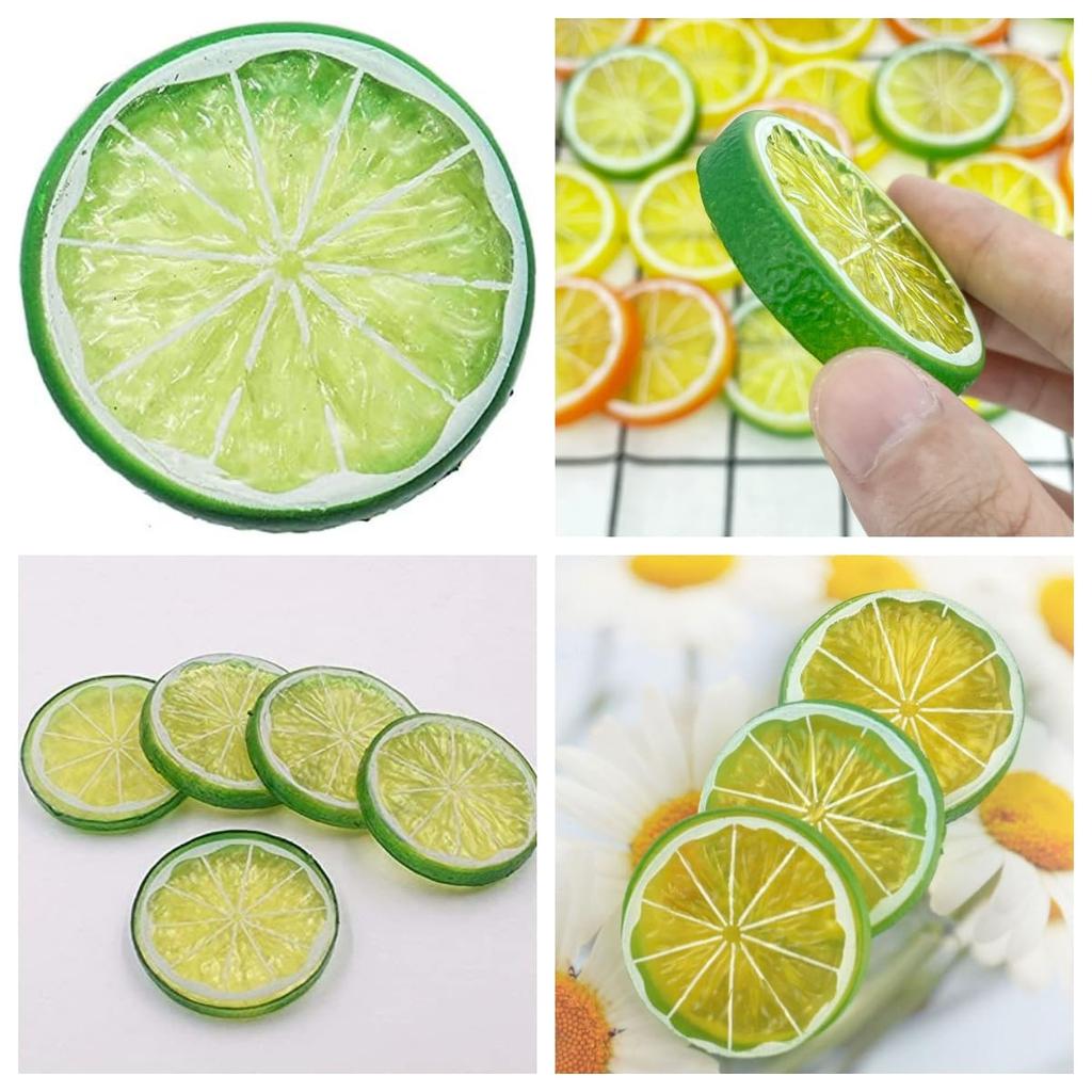 12-Piece Artificial Lemon Slices, Realistic Plastic Lemon Slices for DIY Photography, Mini Simulation Lemon Slices, Fake Fruit Model for Party,