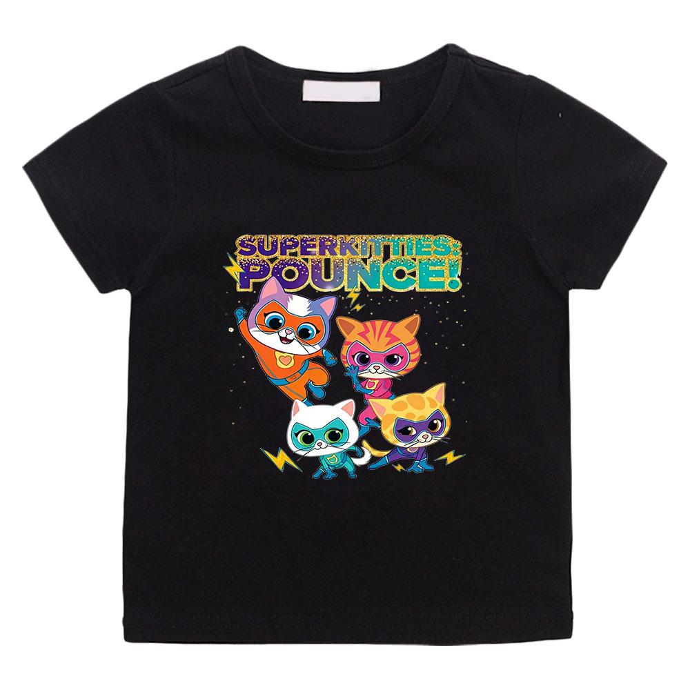2026 NUOVA T-shirt Anime con Stampa SuperKitties 100% Cotone T-shirt Casual per Bambini e Bambine Top Girocollo Divertente T-shirt Manica Corta Magliette Manga Abbigliamento Estivo