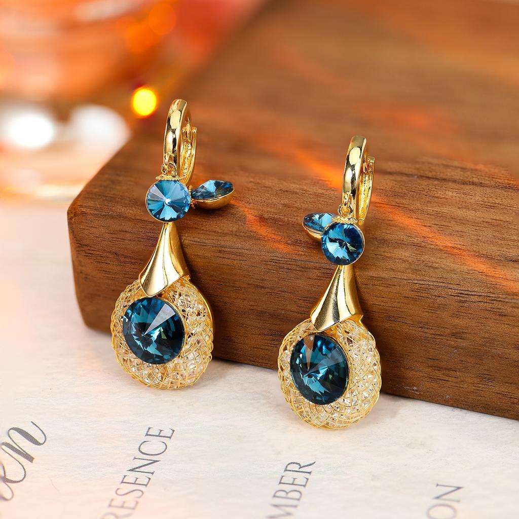 Classic Ear Buckle Anti-allergic Real Gold Electroplated Zircon Opal Earrings for Women