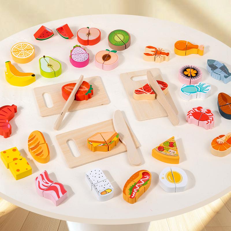 Children's Kitchen Cooking Set Wooden Simulation Cutting Fruits Vegetables Food Toy Pretend Play Educational Toys for Children