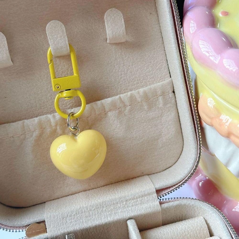 5pcs Anti-lost Love Resin Keychain Colorful Car Keychain Cute Heart Pendant Keyring  Earphone Bag