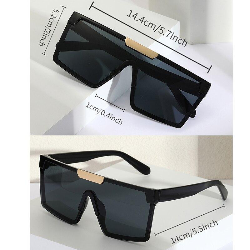 Vintage Male Flat Top Sunglasses Men Brand Black Square Shades UV400 Gradient Sun Glasses For Women Cool One Piece Designer