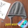 Women's Large Pure Wool Knitted Hat with Ear Protection - Warm, Thick, and Versatile for Autumn and Winter