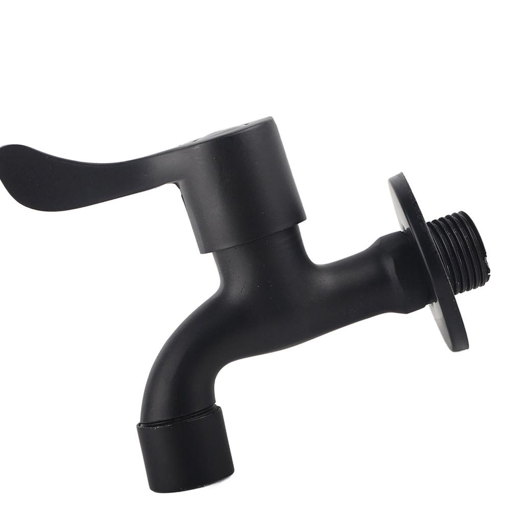 304 Stainless Steel Black Wall Mount Tap Garden Water Faucet for Bathroom(Mop Pool)