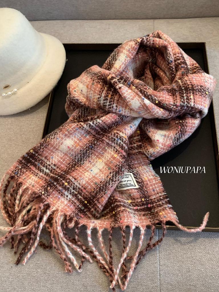 Winter Monochrome Plush Shawl Plain Lazy Style Solid Color Mohair Big Pull Warm Scarf Student Model