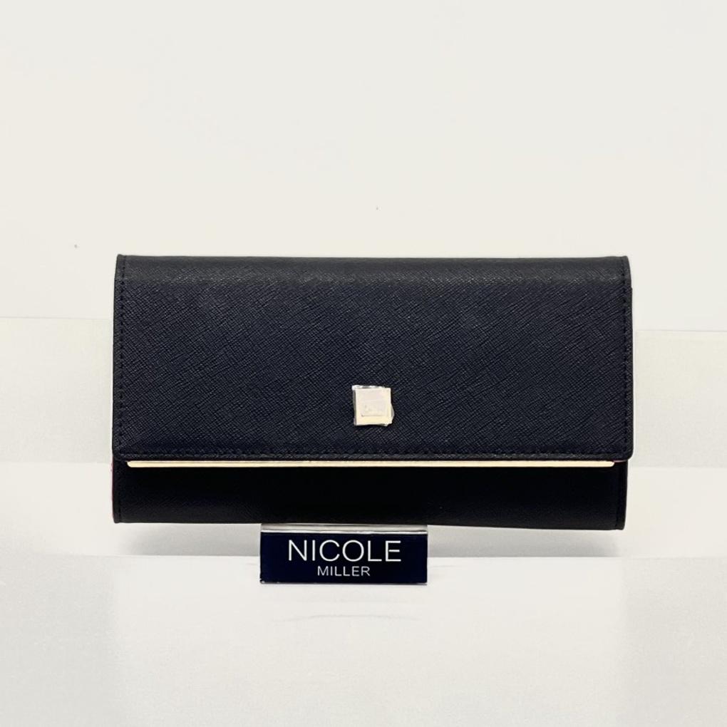 NICOLE MILLER Women's Cowhide Gold Bar Point Long Wallet N141WW1157RE