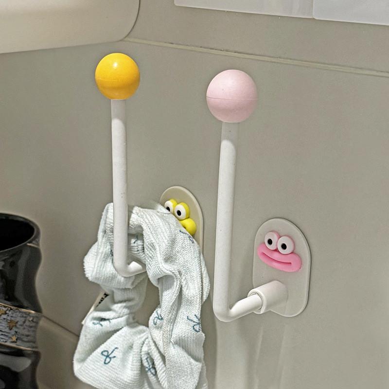 Funny Big Eyes Mouth Design Woman Hair Rings And Hoops Wall Storage Rack