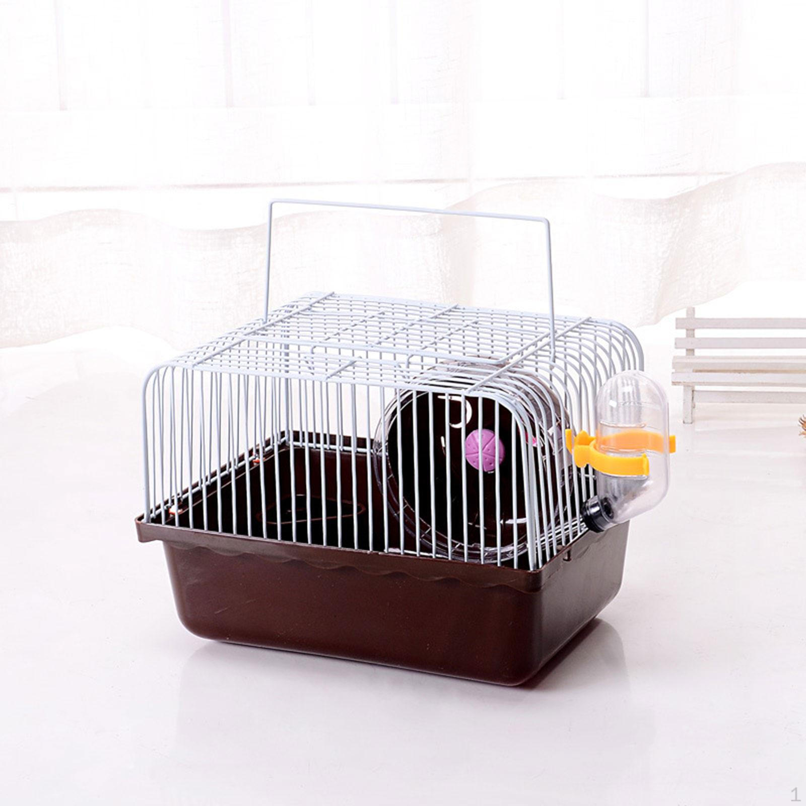 

Hamster Cage Small Dish Supplies with Running Wheel Accessories Pet Carrying коричневий