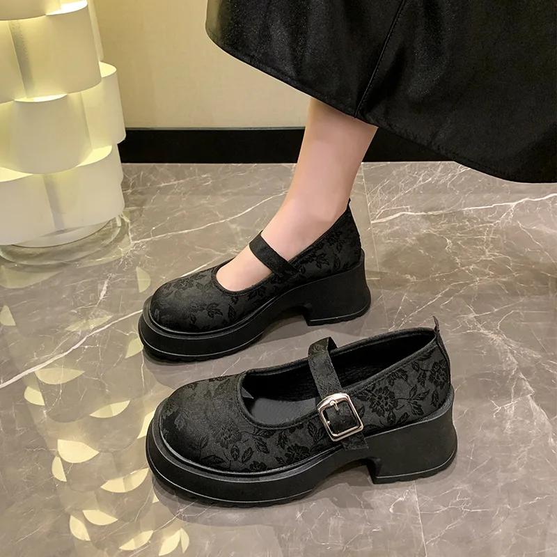 Fashion Platform Pumps for Women Super High Heels Buckle Strap Mary Jane Printing Shoes Woman Goth Party Shoes Ladies 2024