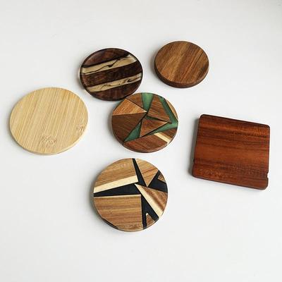Insulated Round & Square Acacia, Beech, Bamboo, Rubberwood Coasters with Custom Logo Option