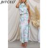 BITCED Sleek and Sophisticated Women's Sleeveless Strappy Printed Satin Dress