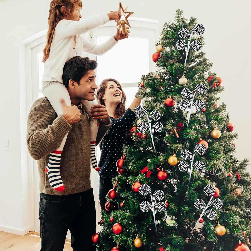 6 Pcs Christmas Tree Picks Decoration Sandworm Decor Woolen Candy Curly Pick Xmas Toppers Branches with Bells for Party Supply