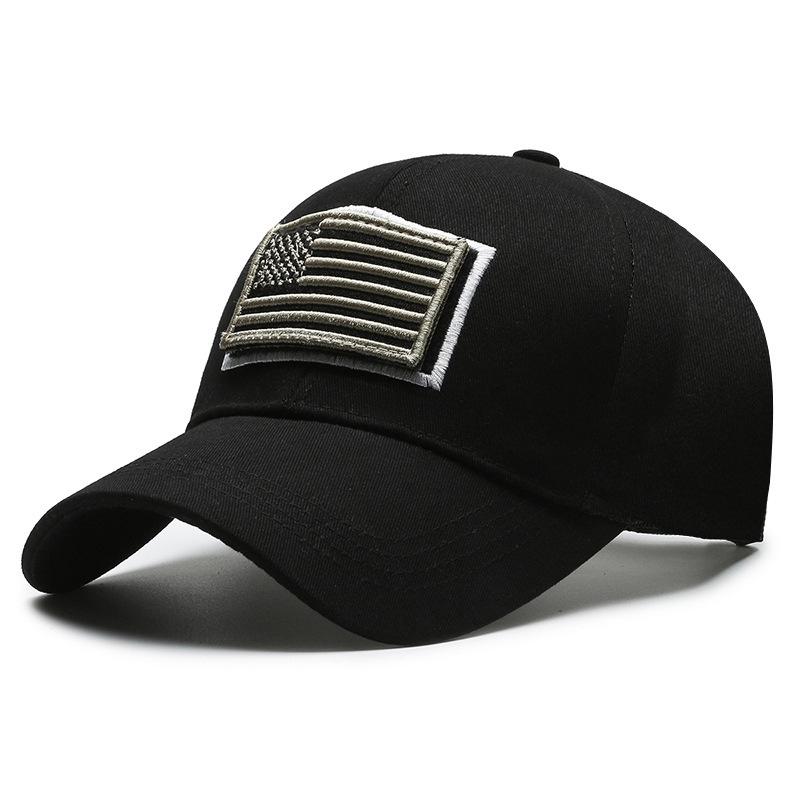 Spring & Autumn Velcro Baseball Cap with American Flag Embroidery – Unisex Outdoor Design