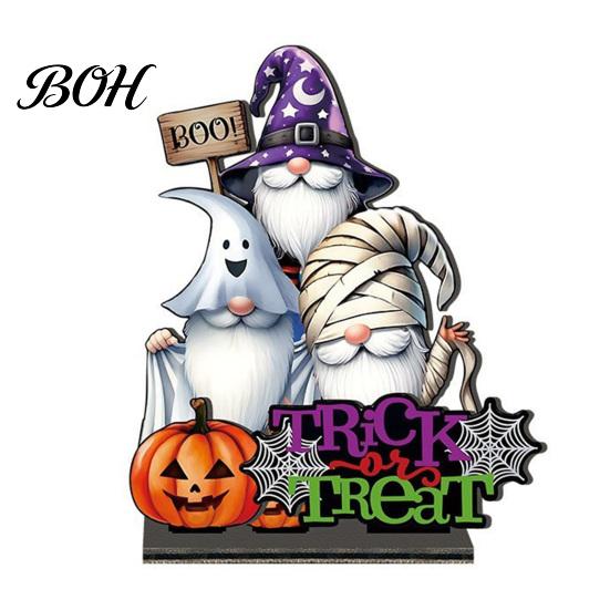 Unique Wooden Crafts for Halloween Table Centerpiece, Decorative Sign Ornaments, 3D Layered Gnome Pumpkin Skeleton Desktop Signs Witch Castle