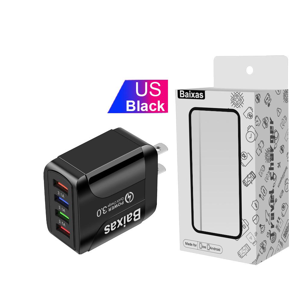 Colorful 4-Port USB Travel Charger, 5V/2.4A Fast Charging, New Model, Australian Standard