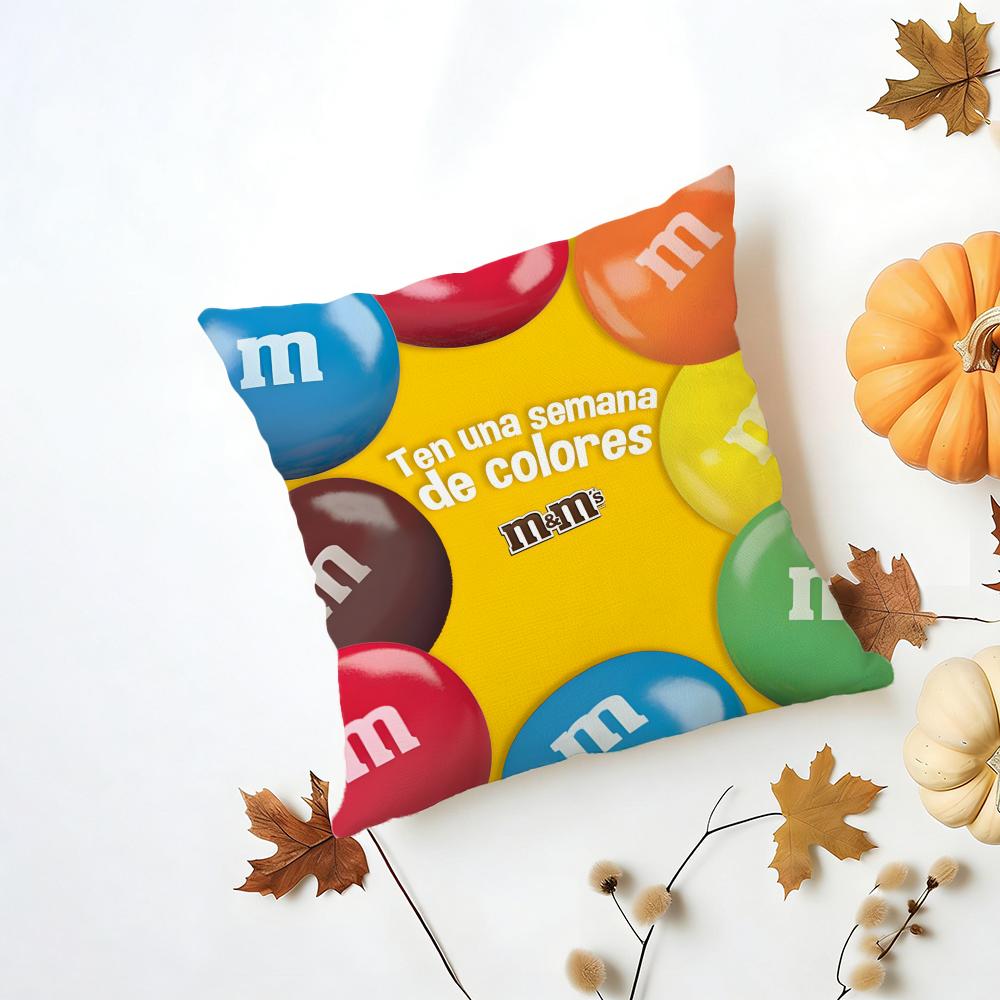 Fashion MMs Chocolate Candy Meme Cushion Cover Iceland Washable Linen Soft for Daily Sofa Bed Home Room Decor