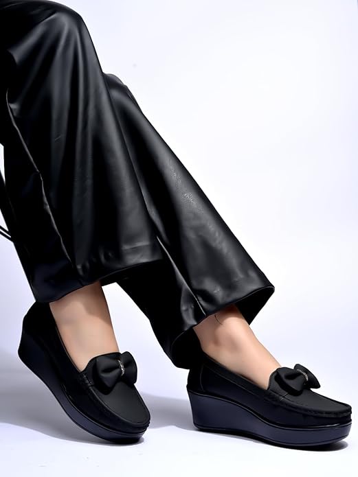 Shoetopia Upper Bow Detailed Loafers for Women & Gilrs Comfortable Office, Party & Casual Footwear