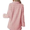 Women S Plush Double Breasted Mid Length Coat Notched Lapel Casual Warm Outerwear