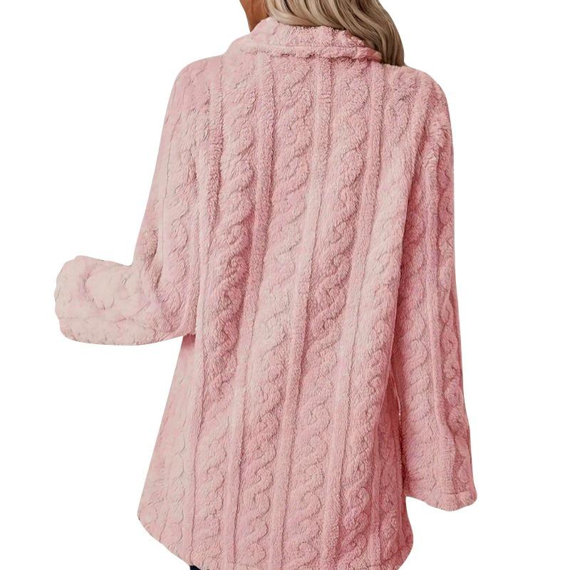 Women S Plush Double Breasted Mid Length Coat Notched Lapel Casual Warm Outerwear