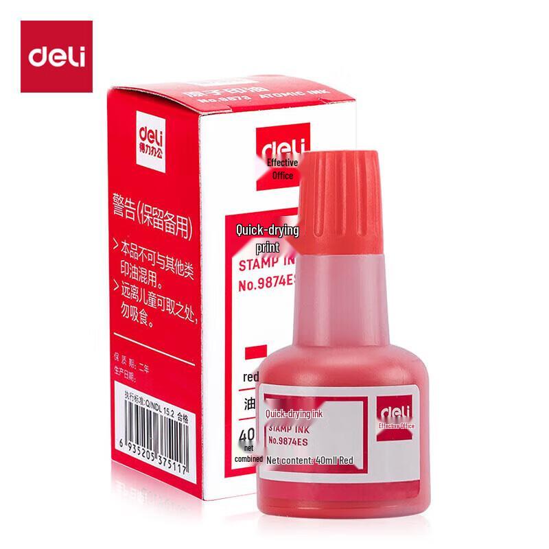 Deli Quick-Dry Red Ink Pad Refill Ink