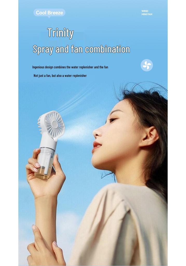F3 USB Rechargeable Handheld Spray Humidifier Mini Fan for Dorms & Desktops
