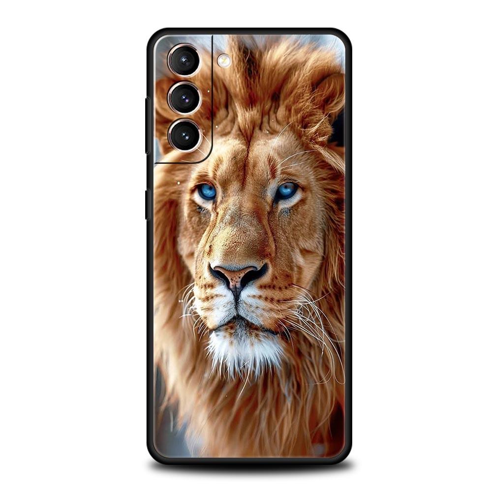 Lion King Animal Phone Case For Samsung Galaxy S26 Ultra S25 Plus S24 FE S23 S22 5G S21 S20 Cover Black Soft