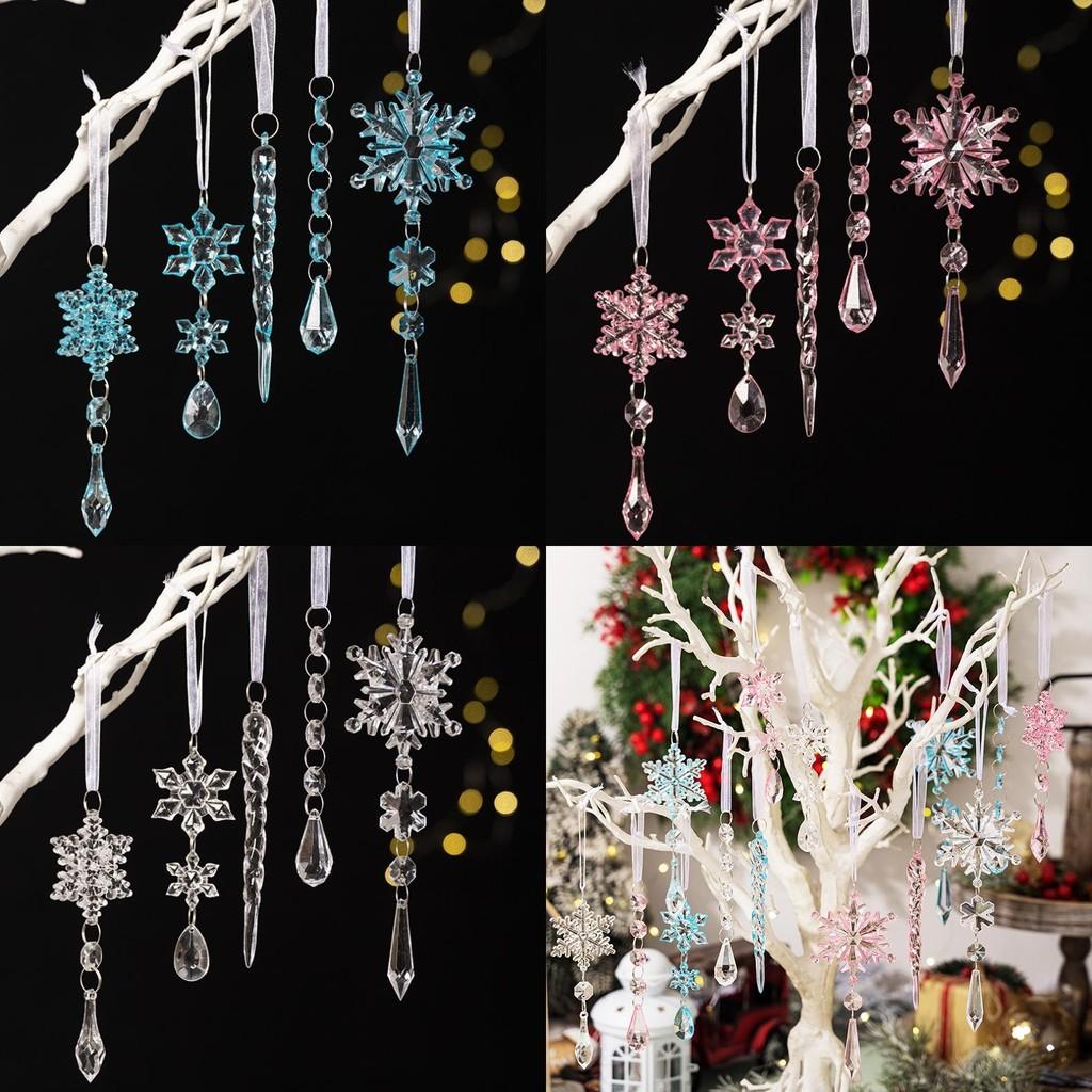 Christmas Acrylic Snowflake Ornaments Set With Pvc Material For Holiday Tree Decor