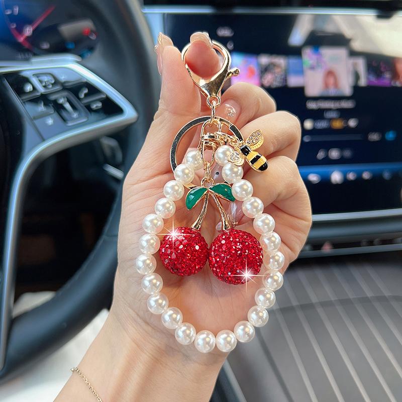 New Pearls, String Cherries, Car Keychain Pendant, Fashion, Diamond Fruit Cherries, Bags, Charms, Bee Accessories