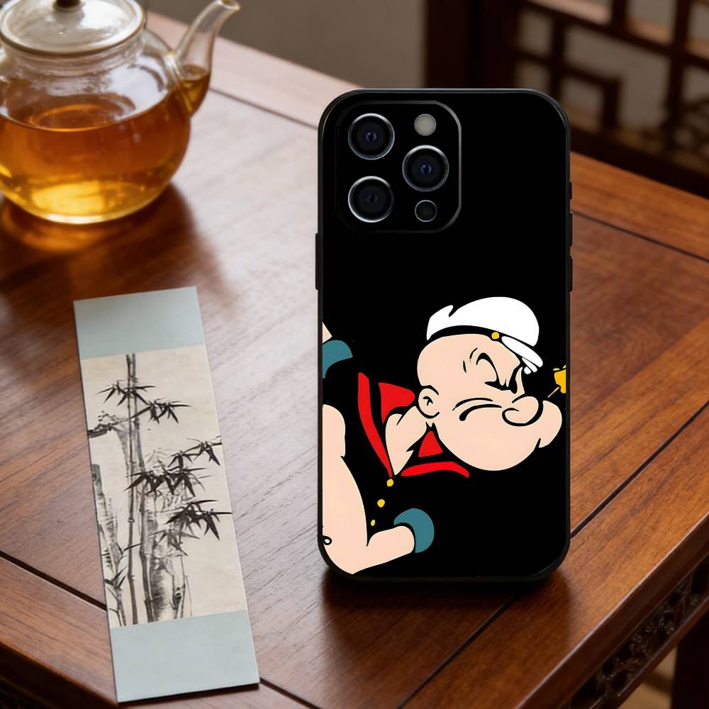 C-Cute cartoon P-Popeye Phone Case For iPhone 17, 16,15,14,13,12,11 Plus,Pro Max, Others Soft Black Cover